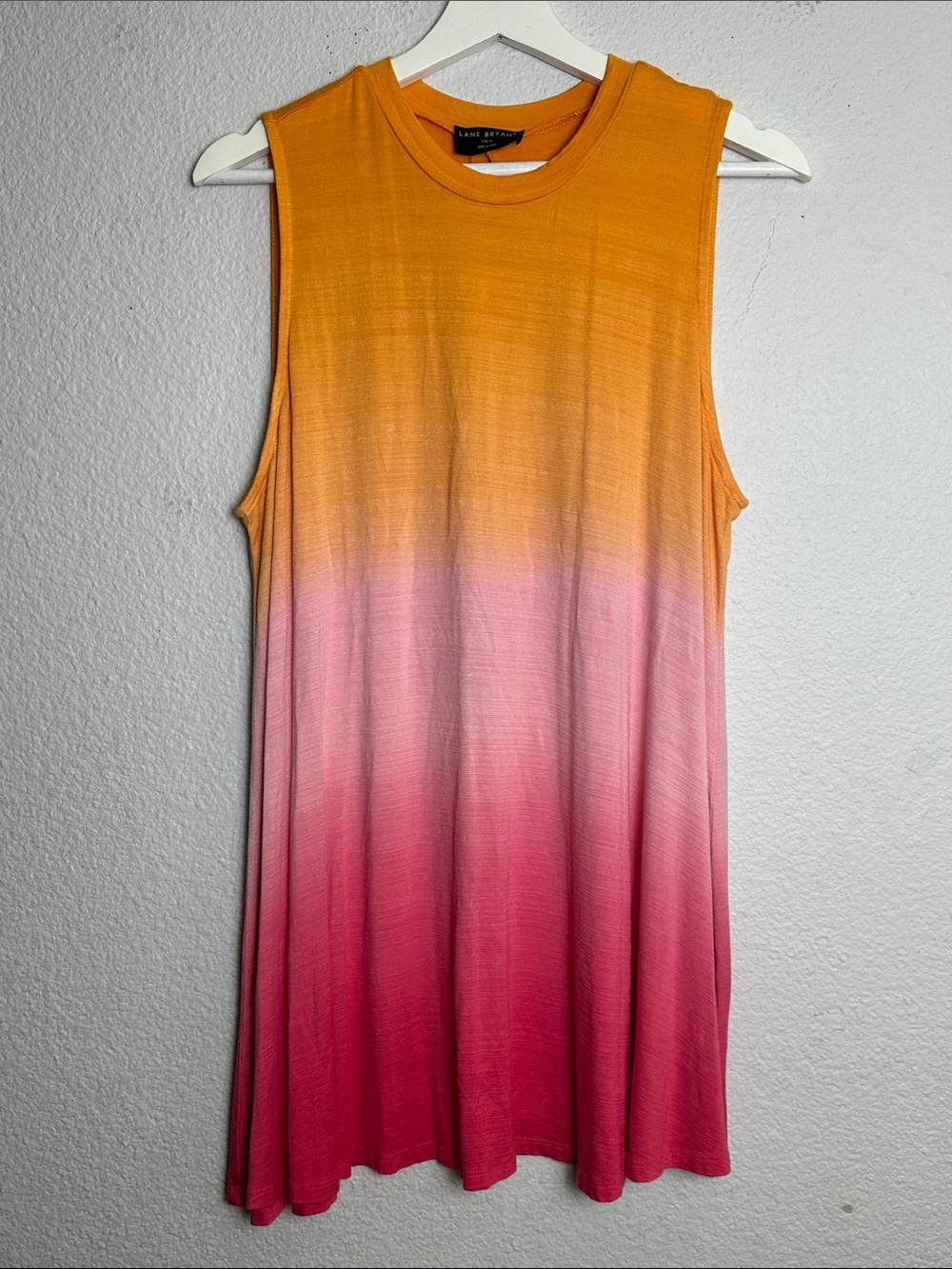 NEW Lane Bryant Sleeveless Tunic Top Ombre Orange Pink Stretchy Womens 14/16